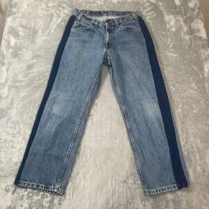 Vintage Levis 562 Loose Fit Orange Tab Side Stripe Jeans 31x27 Mens Blue